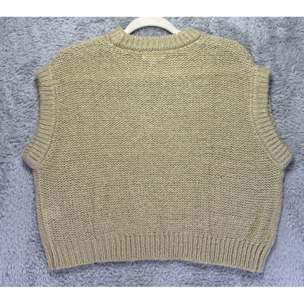 Elan Womens Small Love Short Sleeve Sweater‎ Beige Embroidered Cropped Boxy - Picture 3 of 9
